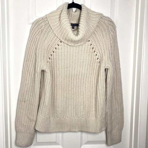 Kendall & Kylie Relaxed Chunky Knit Cowl Neck Cream Sweater Size Medium - Picture 5 of 9